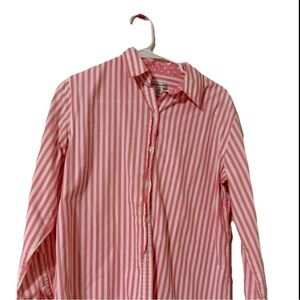 Rebecca Malone Shirt Xl Vintage Pink White Stripe Button Down Long Sleeve Sz M